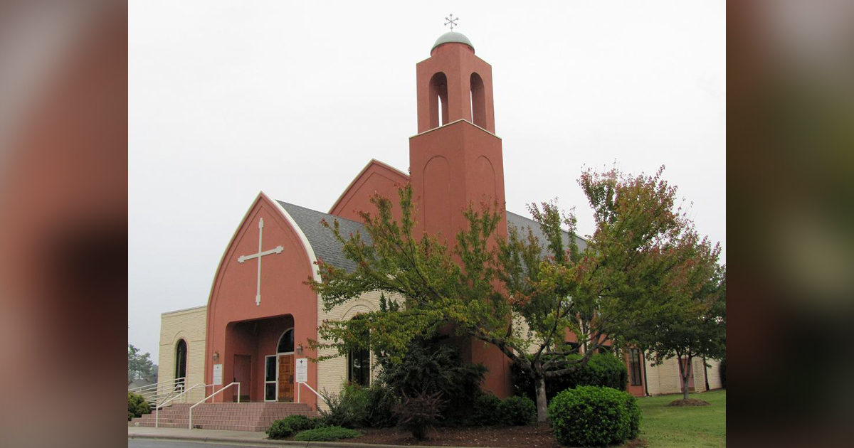 A brick church. A brick church.