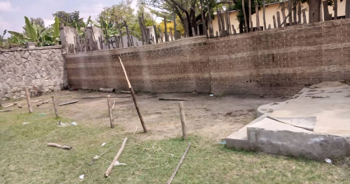 The bare remains of a church building.