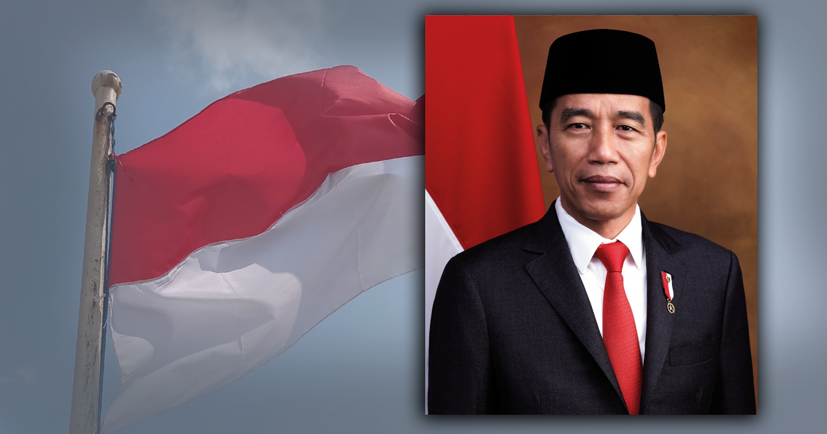 President Joko Widodo with the Indosia flag in the background. President Joko Widodo with the Indosia flag in the background.