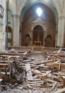 A Syrian church that was destroyed in attacks by rebels.