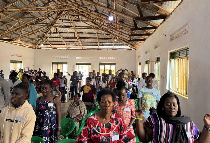 Believers are praying and worshipping