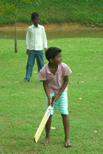 Children playing cricket