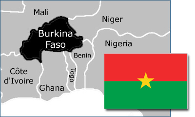 Burkina Faso map and flag