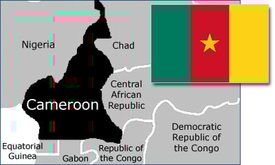 Cameroon map and flag