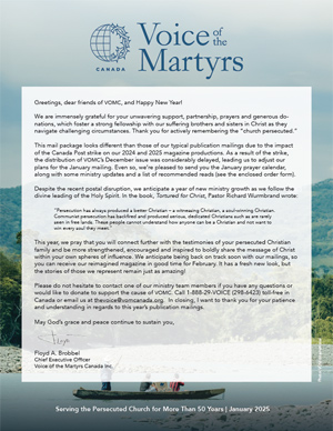 Voice of the Martyrs Monthly Publication - January 2025